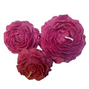 Pink Floral Candles Set